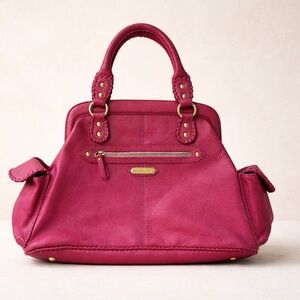 Isabella Fiore Vintage Y2K Pebble Leather Satchel Bag Pink Boho Designer Handbag